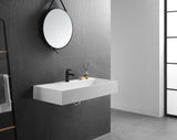 Bathroom sink, Wall-Mount or Countertop Install, 40" Solid Surface in Matte White with Single Faucet Hole， SVWS601-40WH