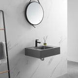 Bathroom Sink, Solid Surface Material, Wall-Mount or Countertop Install, 24" with Single Faucet Hole in Matte Gray， SVWS602-26GR