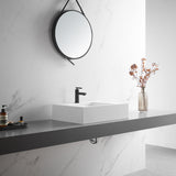 Bathroom Sink, Solid Surface Material, Wall-Mount or Countertop Install, 24" with Single Faucet Hole in Matte White， SVWS602-26WH