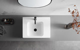 Bathroom Sink, Solid Surface Material, Wall-Mount or Countertop Install, 24" with Single Faucet Hole in Matte White， SVWS602-26WH