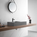 Bathroom Sink, Solid Surface Material, Wall-Mount or Countertop Install, 32" with Single Faucet Hole in Matte Gray， SVWS602-32GR