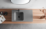 Bathroom Sink, Solid Surface Material, Wall-Mount or Countertop Install, 32" with Single Faucet Hole in Matte Gray， SVWS602-32GR