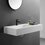 Bathroom Sink, Solid Surface Material, Wall-Mount or Countertop Install, 40" with Single Faucet Hole in Matte White， SVWS602-40WH