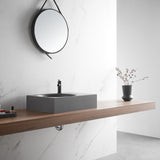 Bathroom Sink, Solid Surface Material, Wall-Mount or Countertop Install, 24" with Single Faucet Hole in Matte Gray， SVWS603L-26GR