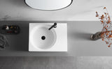 Bathroom Sink, Solid Surface Material, Wall-Mount or Countertop Install, 24" with Single Faucet Hole in Matte White， SVWS603L-26WH