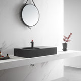 Bathroom Sink, Solid Surface Material, Wall-Mount or Countertop Install, 32" with Single Faucet Hole in Matte Black， SVWS603L-32BK