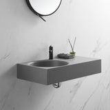 Bathroom Sink, Solid Surface Material, Wall-Mount or Countertop Install, 32" with Single Faucet Hole in Matte Gray， SVWS603L-32GR