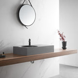 Bathroom Sink, Solid Surface Material, Wall-Mount or Countertop Install, 32" with Single Faucet Hole in Matte Gray， SVWS603L-32GR