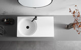 Bathroom Sink, Solid Surface Material, Wall-Mount or Countertop Install, 32" with Single Faucet Hole in Matte White， SVWS603L-32WH