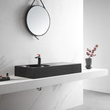 Bathroom Sink, Solid Surface Material, Wall-Mount or Countertop Install, 40" with Single Faucet Hole in Matte Black， SVWS603L-40BK