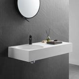 Bathroom Sink, Solid Surface Material, Wall-Mount or Countertop Install, 40" with Single Faucet Hole in Matte White， SVWS603L-40WH